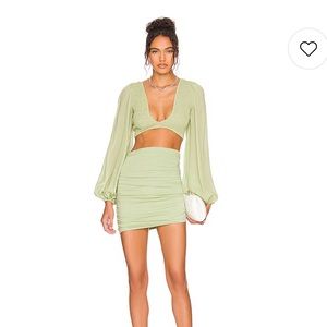 Indah Biru Victorian Crop Top & Cori Mini Skirt set